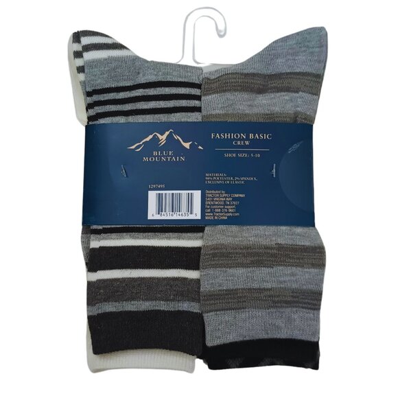 Women's 6 Pack Crew Socks Blue Mountain - Gray, Black, White - Size M (5-10) New - Picture 5 of 6